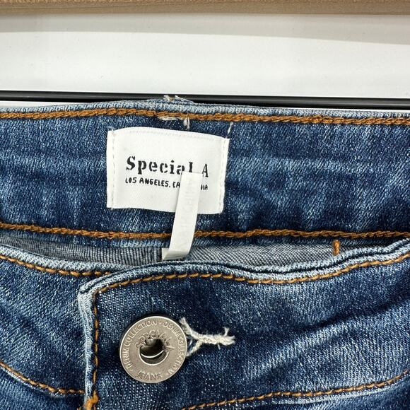 High Rise Frayed Raw Hem Ankle Distressed Skinny Jeans Blue Stretch Plus Size 3X - Picture 12 of 13